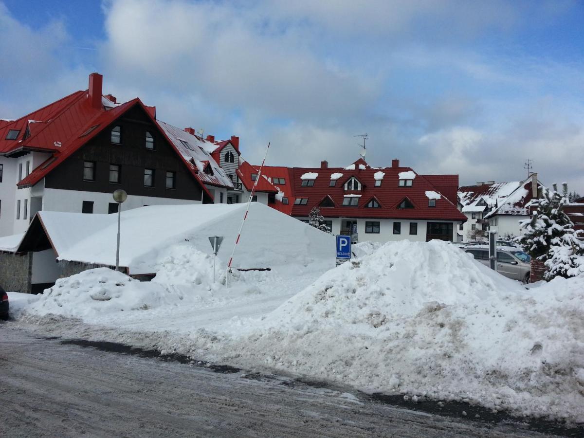 Winteransicht der ZAPART-Ferienwohnung in Harrachov